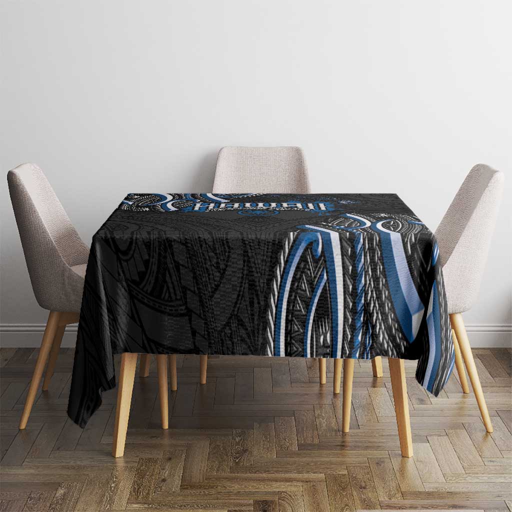 Traditional Art Hawaiian Kakau Tattoos Tablecloth Blue Color - Polynesian Pride