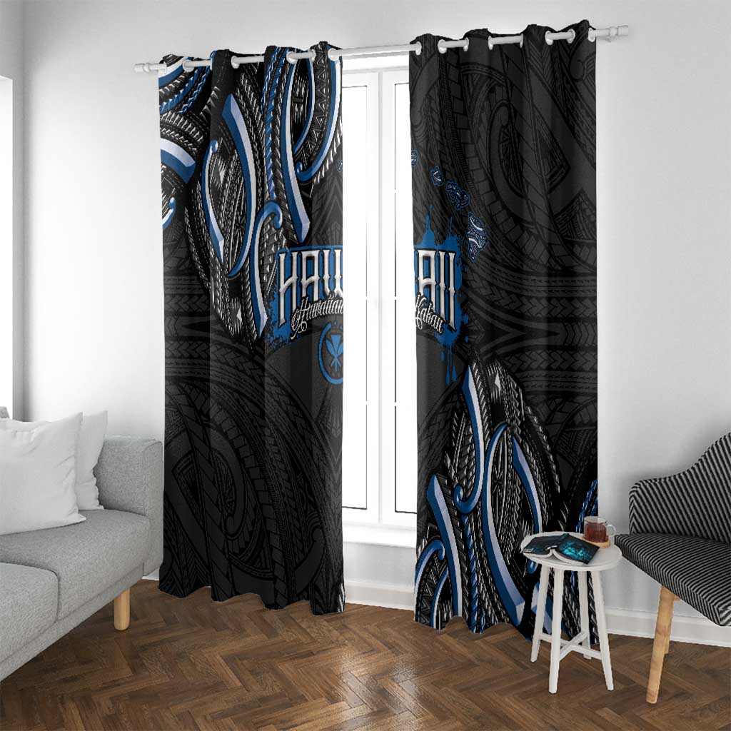 Traditional Art Hawaiian Kakau Tattoos Window Curtain Blue Color - Polynesian Pride