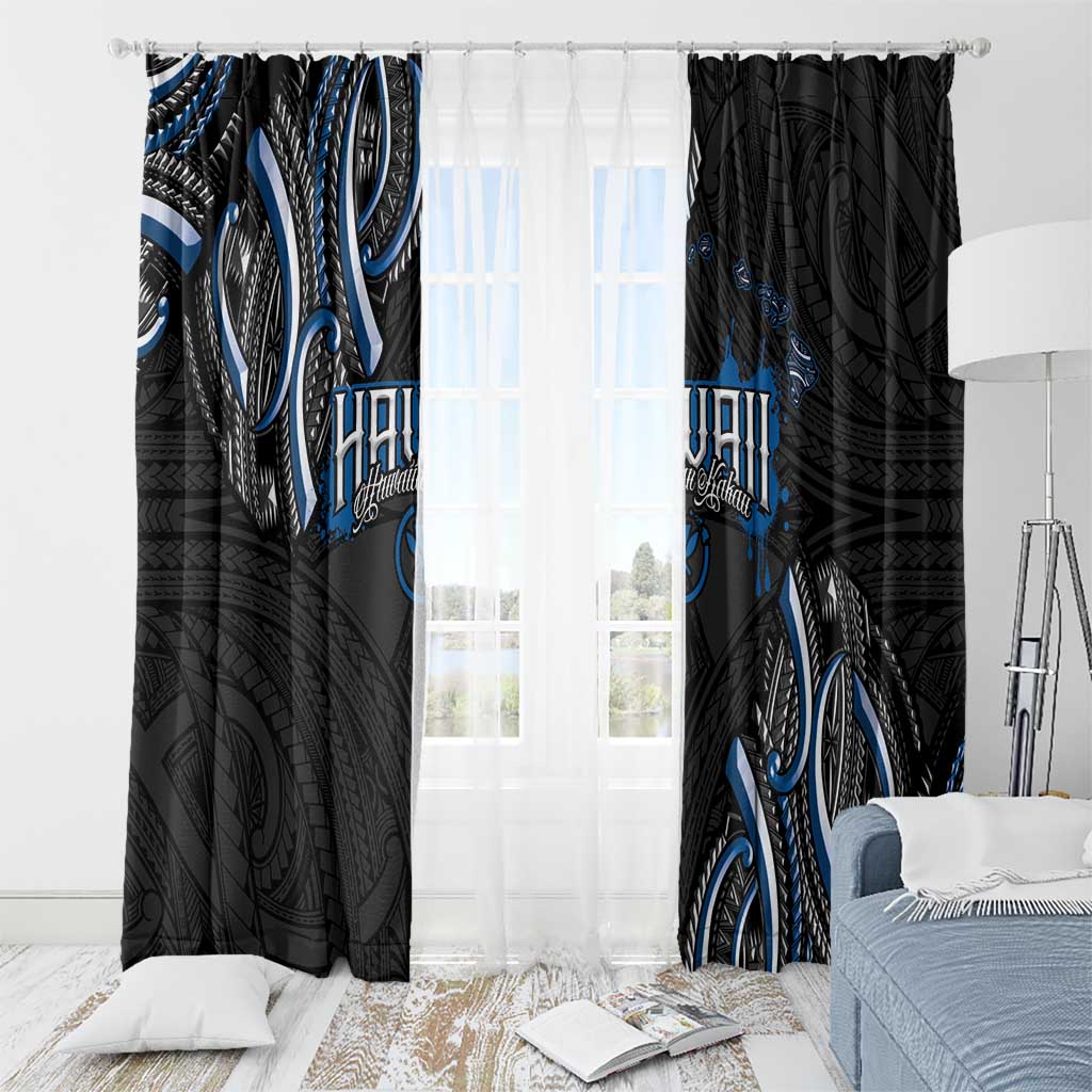 Traditional Art Hawaiian Kakau Tattoos Window Curtain Blue Color - Polynesian Pride