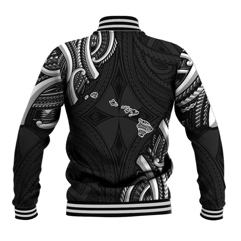 Traditional Art Hawaiian Kakau Tattoos Baseball Jacket White - Polynesian Pride
