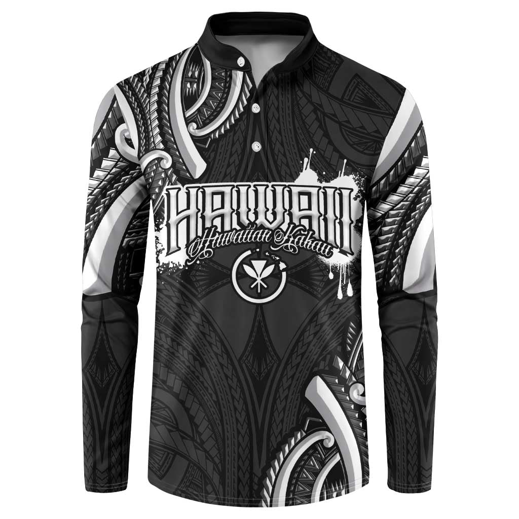 Traditional Art Hawaiian Kakau Tattoos Button Sweatshirt White - Polynesian Pride