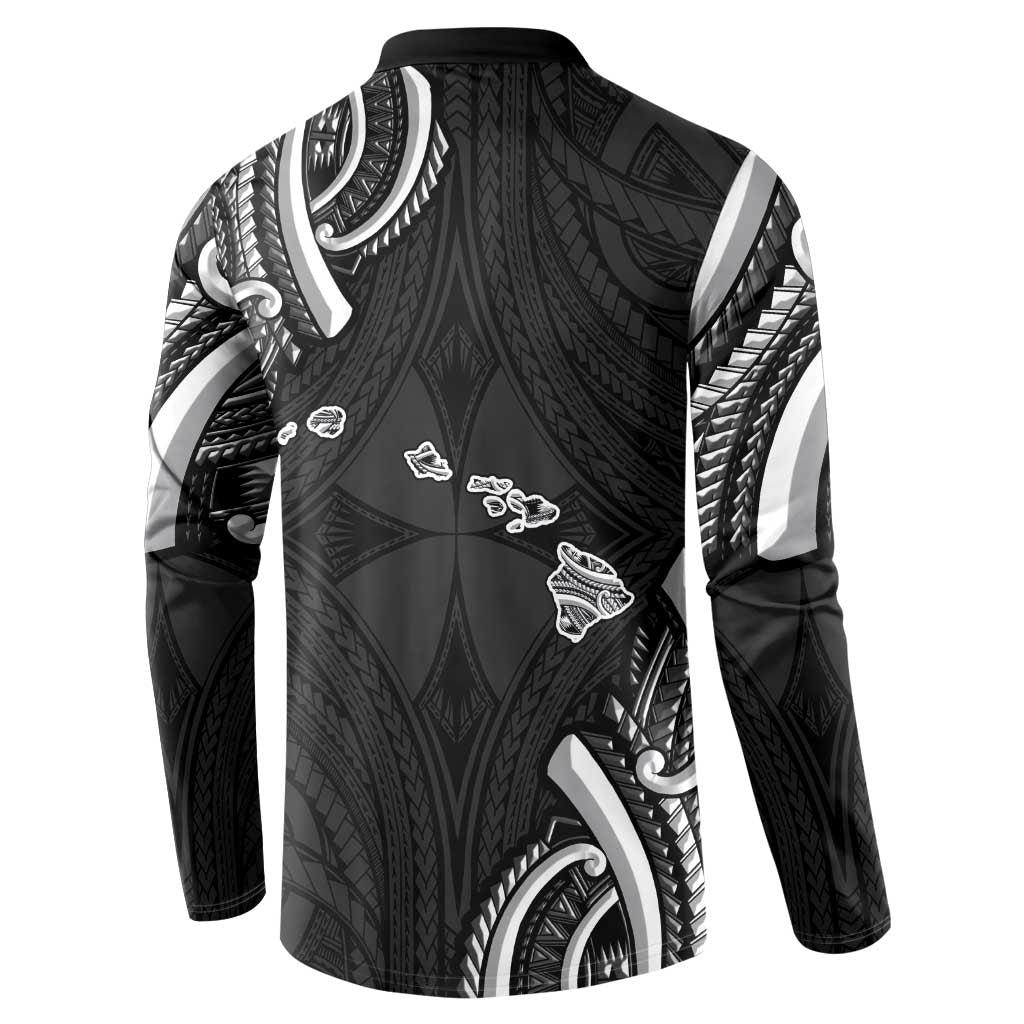 Traditional Art Hawaiian Kakau Tattoos Button Sweatshirt White - Polynesian Pride