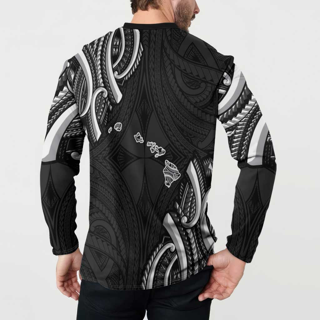 Traditional Art Hawaiian Kakau Tattoos Button Sweatshirt White - Polynesian Pride