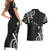 Traditional Art Hawaiian Kakau Tattoos Couples Matching Short Sleeve Bodycon Dress and Hawaiian Shirt White - Polynesian Pride