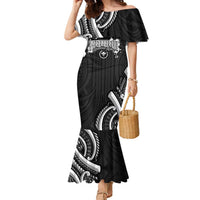 Traditional Art Hawaiian Kakau Tattoos Family Matching Mermaid Dress and Hawaiian Shirt White - Polynesian Pride