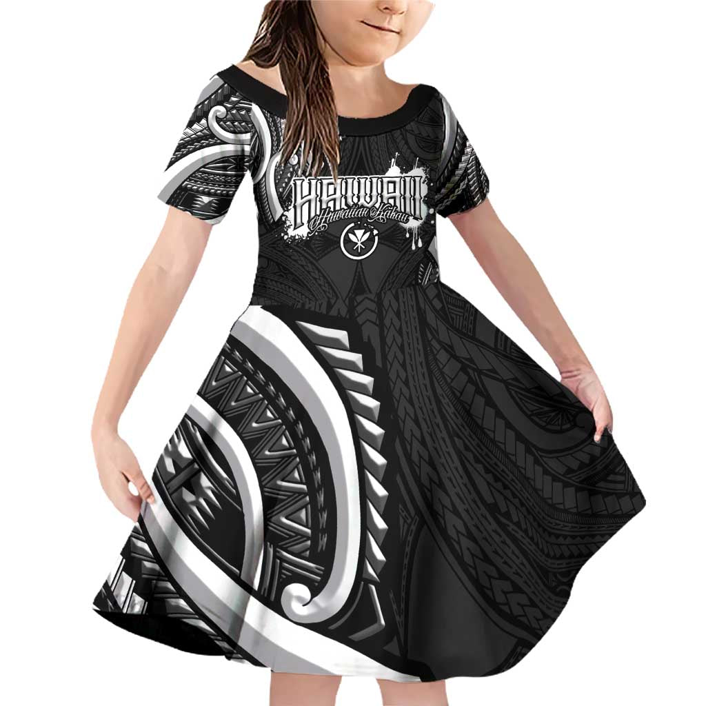 Traditional Art Hawaiian Kakau Tattoos Family Matching Off Shoulder Short Dress and Hawaiian Shirt White - Polynesian Pride