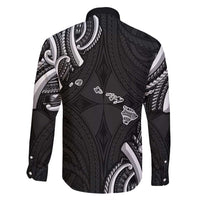 Traditional Art Hawaiian Kakau Tattoos Family Matching Off Shoulder Short Dress and Hawaiian Shirt White - Polynesian Pride