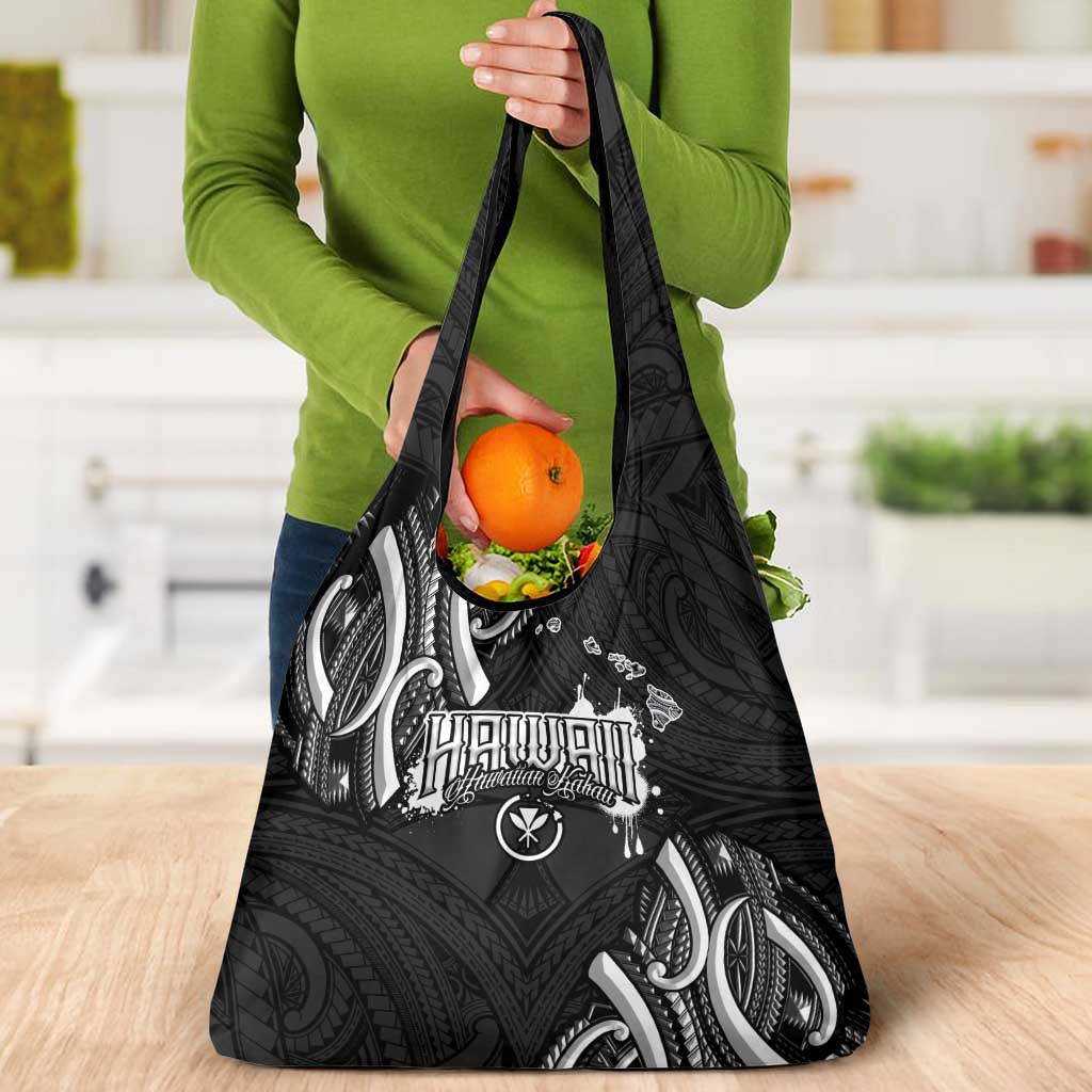 Traditional Art Hawaiian Kakau Tattoos Grocery Bag White - Polynesian Pride