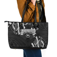 Traditional Art Hawaiian Kakau Tattoos Leather Tote Bag White - Polynesian Pride