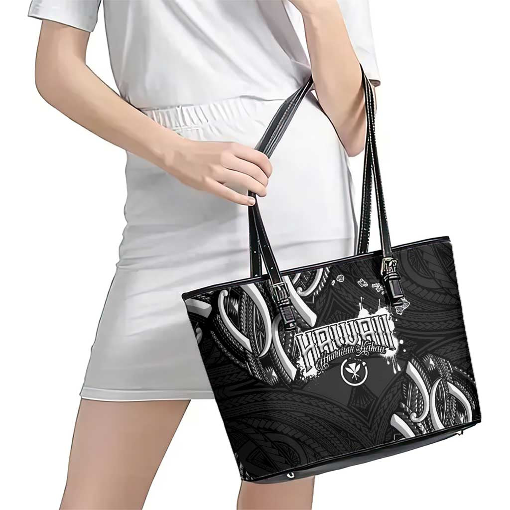 Traditional Art Hawaiian Kakau Tattoos Leather Tote Bag White - Polynesian Pride