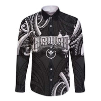 Traditional Art Hawaiian Kakau Tattoos Long Sleeve Button Shirt White - Polynesian Pride
