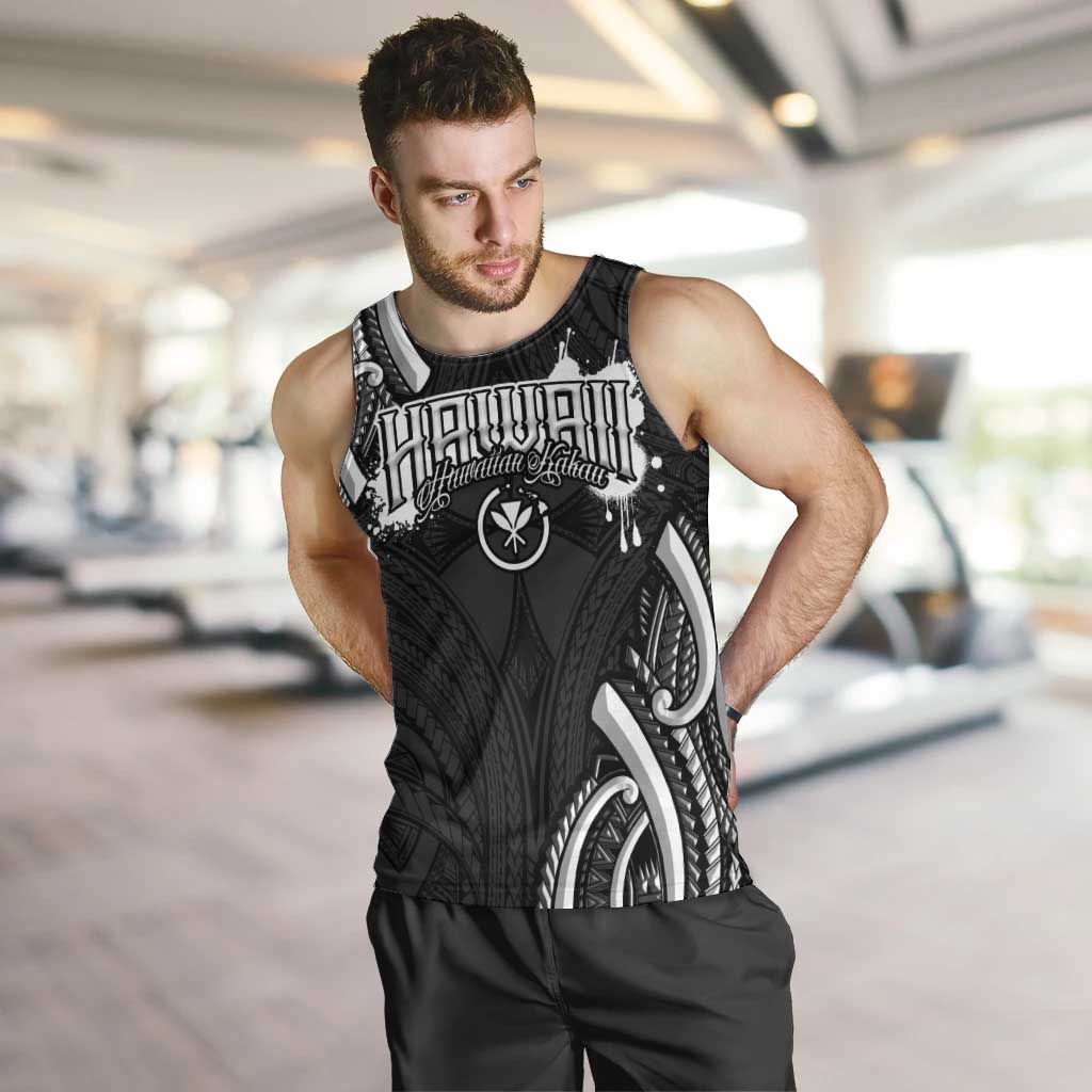 Traditional Art Hawaiian Kakau Tattoos Men Tank Top White - Polynesian Pride
