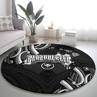 Traditional Art Hawaiian Kakau Tattoos Round Carpet White - Polynesian Pride