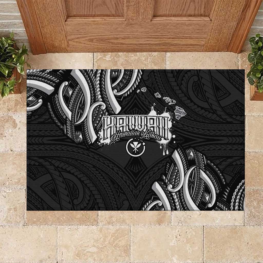 Traditional Art Hawaiian Kakau Tattoos Rubber Doormat White - Polynesian Pride