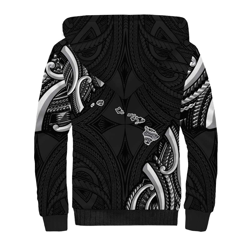 Traditional Art Hawaiian Kakau Tattoos Sherpa Hoodie White - Polynesian Pride