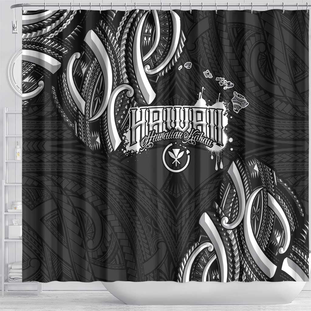 Traditional Art Hawaiian Kakau Tattoos Shower Curtain White - Polynesian Pride