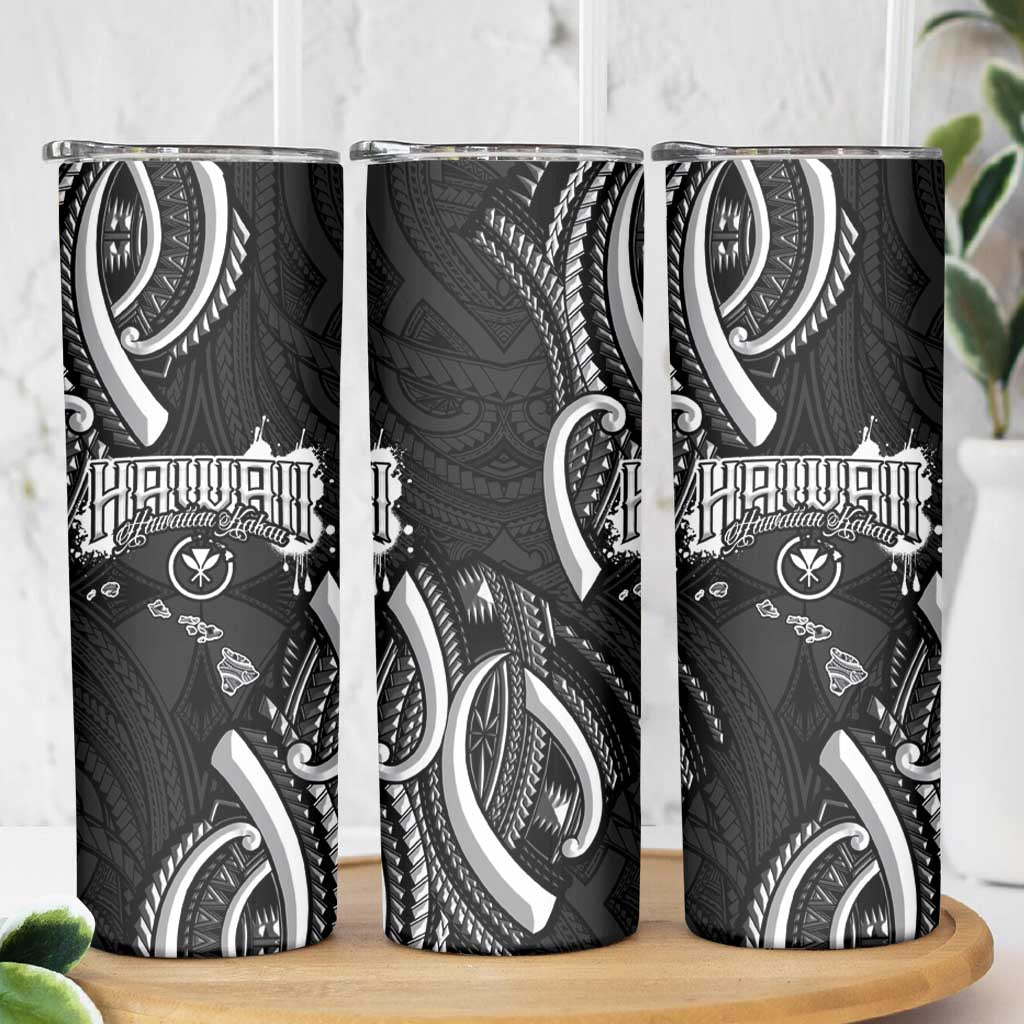 Traditional Art Hawaiian Kakau Tattoos Skinny Tumbler White - Polynesian Pride