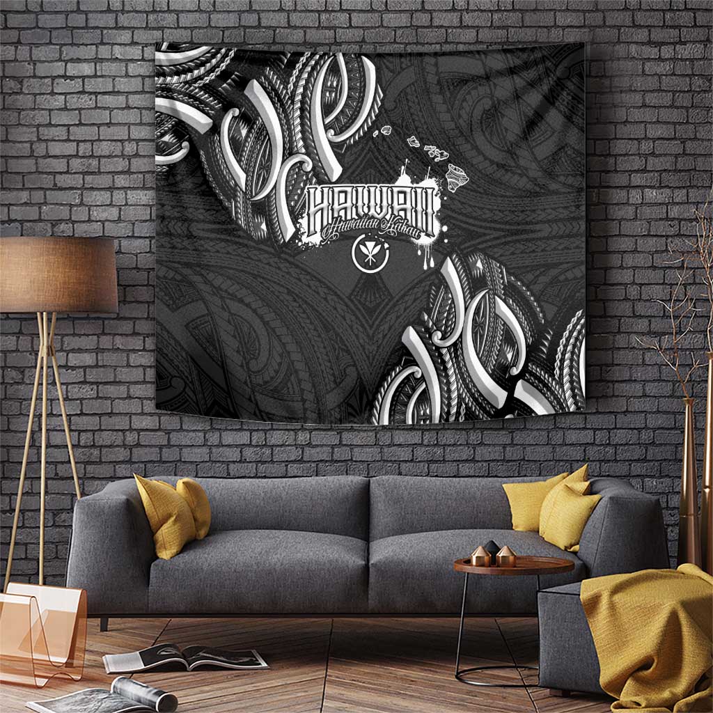 Traditional Art Hawaiian Kakau Tattoos Tapestry White - Polynesian Pride