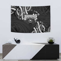 Traditional Art Hawaiian Kakau Tattoos Tapestry White - Polynesian Pride