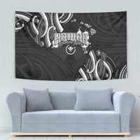 Traditional Art Hawaiian Kakau Tattoos Tapestry White - Polynesian Pride