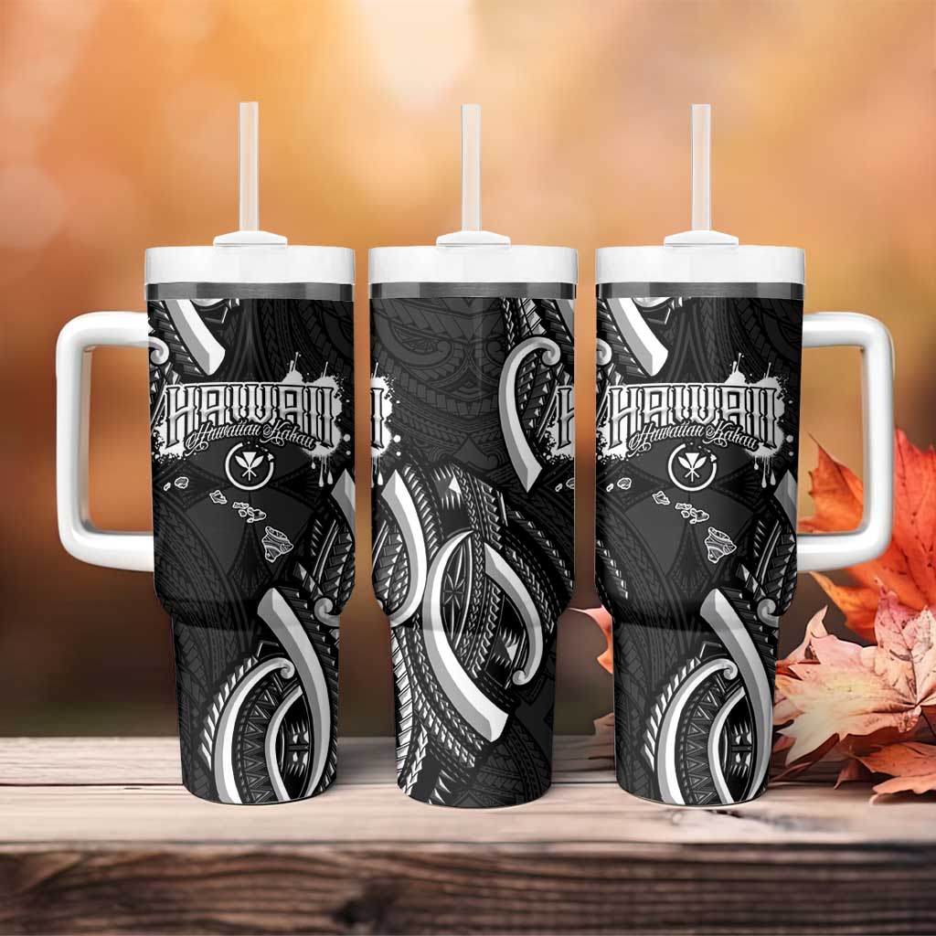 Traditional Art Hawaiian Kakau Tattoos Tumbler With Handle White - Polynesian Pride