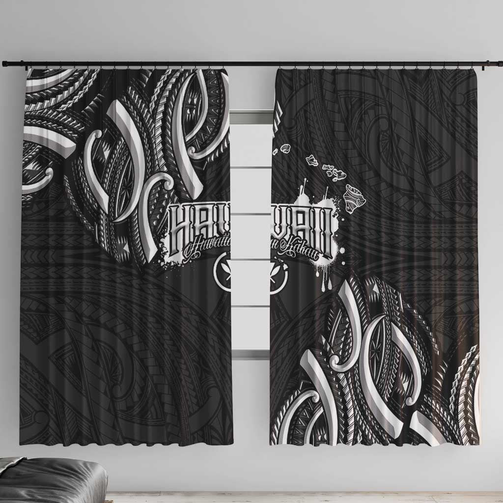 Traditional Art Hawaiian Kakau Tattoos Window Curtain White - Polynesian Pride