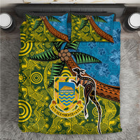 Tuvalu and Australia Together Bedding Set Tapa Pattern and Aboriginal mix Culture