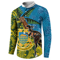 Tuvalu and Australia Together Button Sweatshirt Tapa Pattern and Aboriginal mix Culture
