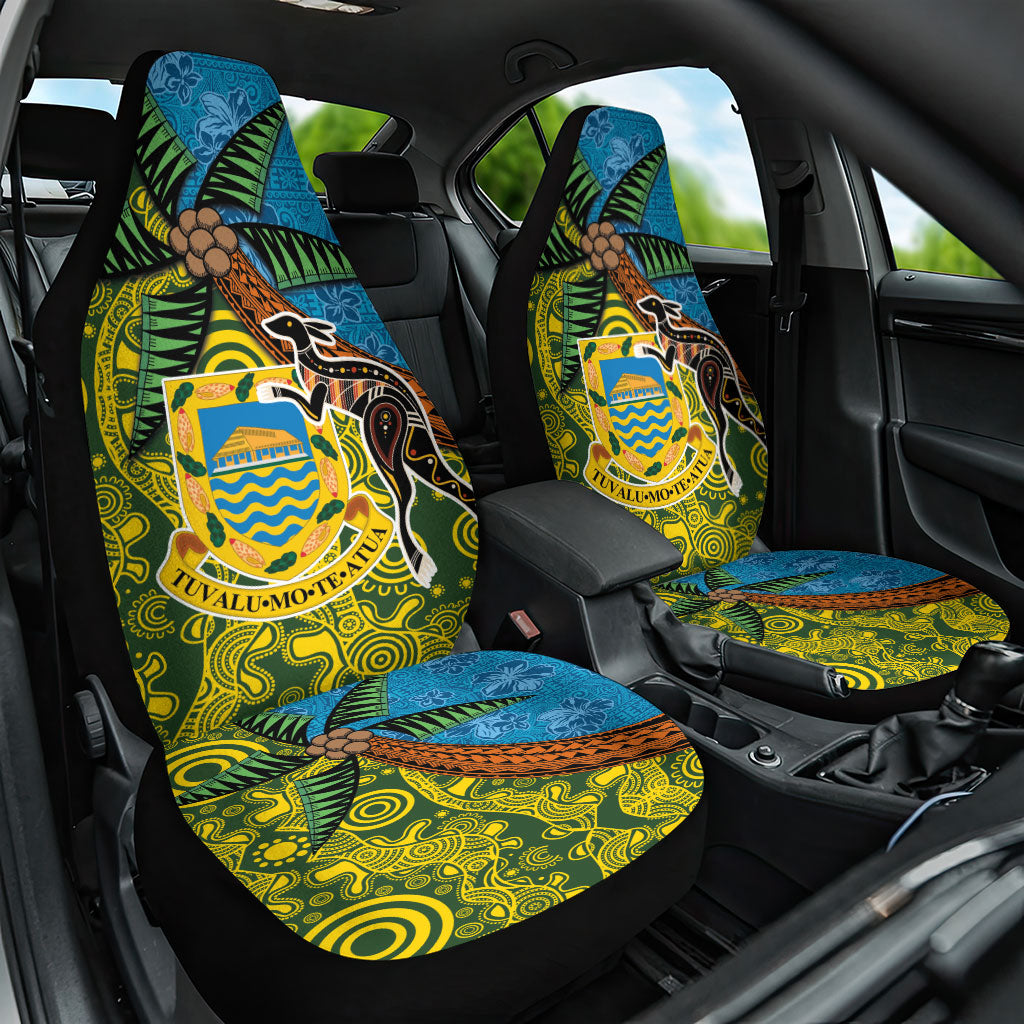Tuvalu and Australia Together Car Seat Cover Tapa Pattern and Aboriginal mix Culture