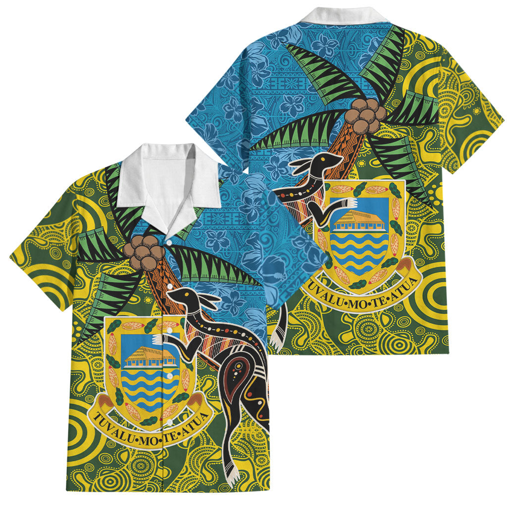 Tuvalu and Australia Together Family Matching Mermaid Dress and Hawaiian Shirt Tapa Pattern and Aboriginal mix Culture