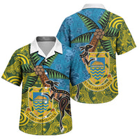 Tuvalu and Australia Together Family Matching Tank Maxi Dress and Hawaiian Shirt Tapa Pattern and Aboriginal mix Culture