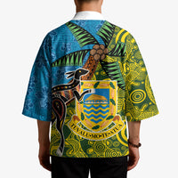 Tuvalu and Australia Together Kimono Tapa Pattern and Aboriginal mix Culture