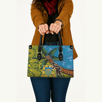 Tuvalu and Australia Together Leather Bag Tapa Pattern and Aboriginal mix Culture