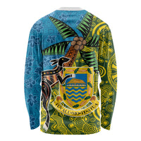 Tuvalu and Australia Together Long Sleeve Shirt Tapa Pattern and Aboriginal mix Culture
