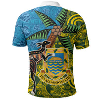 Tuvalu and Australia Together Polo Shirt Tapa Pattern and Aboriginal mix Culture