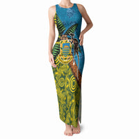 Tuvalu and Australia Together Tank Maxi Dress Tapa Pattern and Aboriginal mix Culture