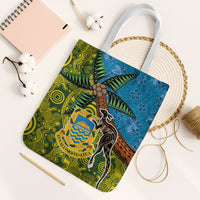 Tuvalu and Australia Together Tote Bag Tapa Pattern and Aboriginal mix Culture