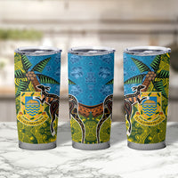 Tuvalu and Australia Together Tumbler Cup Tapa Pattern and Aboriginal mix Culture