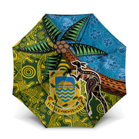 Tuvalu and Australia Together Umbrella Tapa Pattern and Aboriginal mix Culture