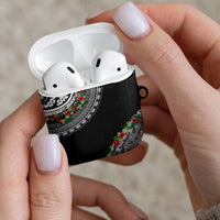 Fiji Hibiscus AirPods Case Tapa Masi Motifs with Tropical Plants