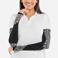 Fiji Hibiscus Arm Sleeves Tapa Masi Motifs with Tropical Plants