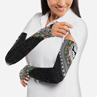 Fiji Hibiscus Arm Sleeves Tapa Masi Motifs with Tropical Plants