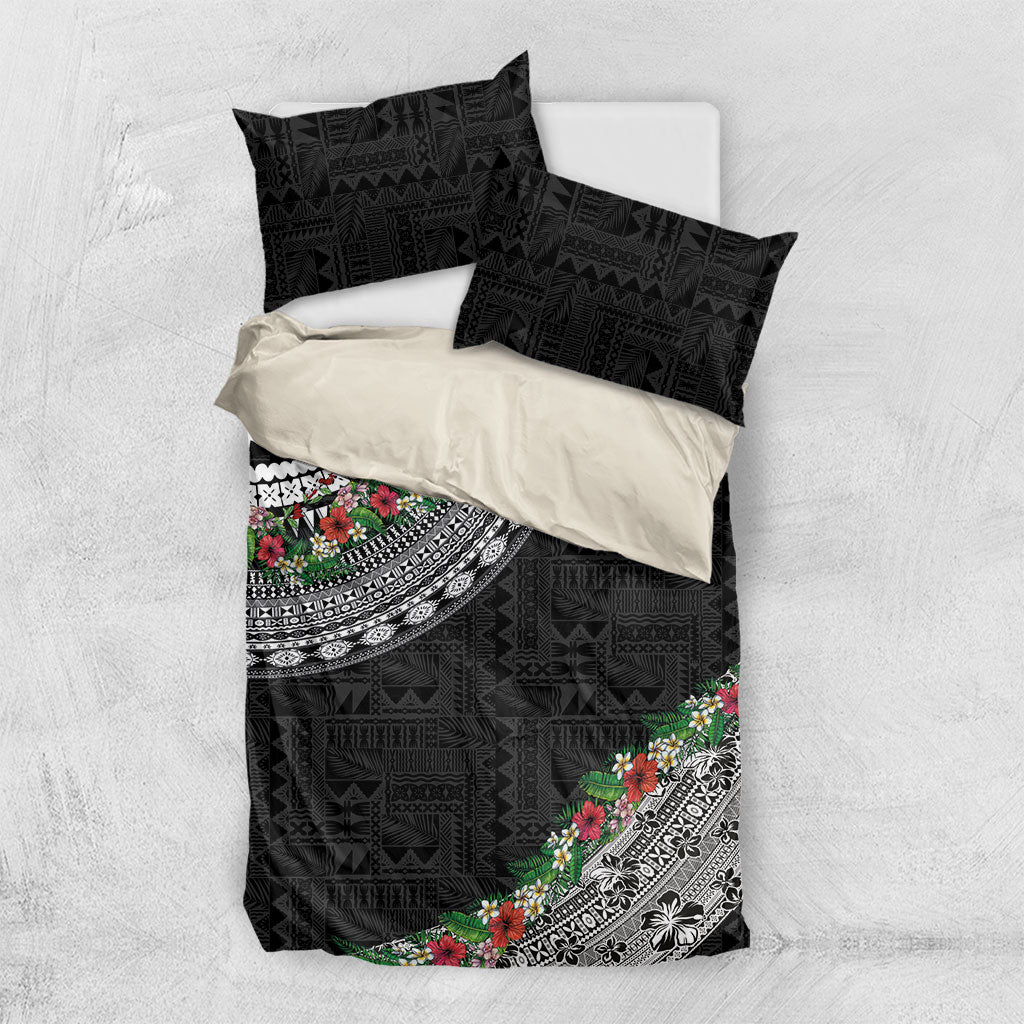 Fiji Hibiscus Bedding Set Tapa Masi Motifs with Tropical Plants