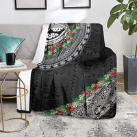 Fiji Hibiscus Blanket Tapa Masi Motifs with Tropical Plants