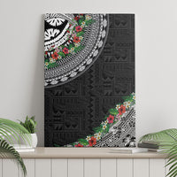 Fiji Hibiscus Canvas Wall Art Tapa Masi Motifs with Tropical Plants