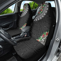 Fiji Hibiscus Car Seat Cover Tapa Masi Motifs with Tropical Plants
