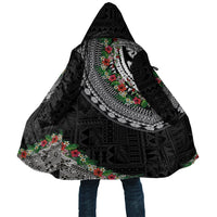 Fiji Hibiscus Cloak Tapa Masi Motifs with Tropical Plants