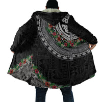 Fiji Hibiscus Cloak Tapa Masi Motifs with Tropical Plants