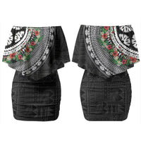Fiji Hibiscus Couples Matching Off Shoulder Short Dress and Hawaiian Shirt Tapa Masi Motifs with Tropical Plants