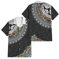 Fiji Hibiscus Family Matching Puletasi and Hawaiian Shirt Tapa Masi Motifs with Tropical Plants